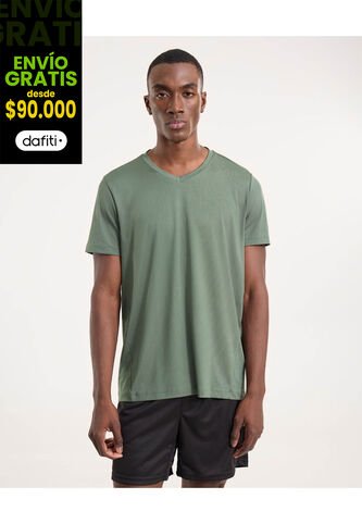 Camiseta Para Hombre Manga Corta Cuello V Color Verde Marca Ostu #60091730 Ostu