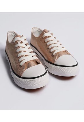 Tenis Para Mujer Canvas Color Dorado Marca Ostu #40720146