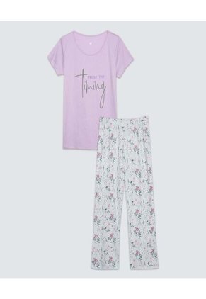 Pijama Para Mujer M/C Capri Color Lila  Marca Ostu #40040403