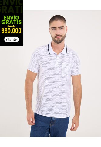 Polo Para Hombre Cuello Tejido Con Bolsillo Color Blanco Marca Ostu #60110804 Ostu