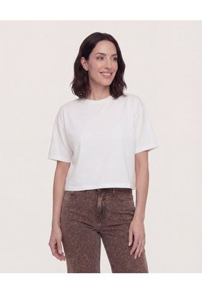 Camiseta  Para Mujer Crop Top Manga Corta Color Crudo Marca Ostu #40098233