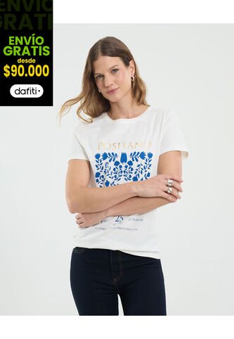 Camiseta Para Mujer Manga Corta Cuello Redondo Color Crema Marca Ostu #40092466 Ostu