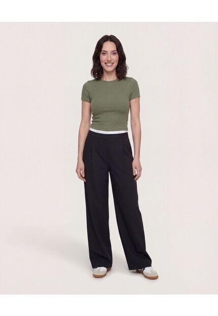 Camiseta  Para Mujer Crop Top Manga Corta Color Verde Marca Ostu #40098218