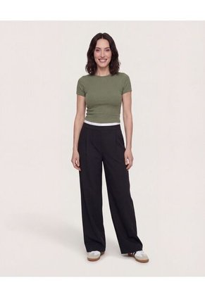 Camiseta Para Mujer Crop Top Manga Corta Color Verde Marca Ostu #40098218