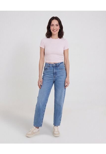 Camiseta  Para Mujer Crop Top Manga Corta Color Rosa Marca Ostu #40098218