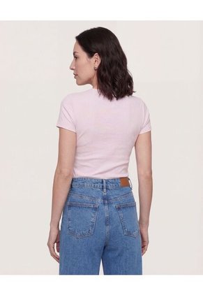 Camiseta  Para Mujer Crop Top Manga Corta Color Rosa Marca Ostu #40098218