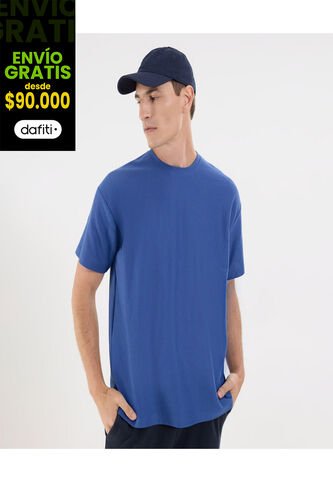 Camiseta Para Hombre Manga Corta Cuello Redondo Color Azul Marca Ostu #60091704 Ostu