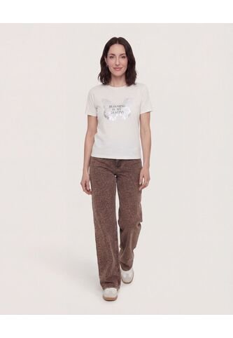 Camiseta  Para Mujer Manga Corta Cuello Redondo Color Blanco Marca Ostu #40092734 Ostu