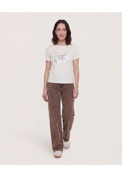 Camiseta  Para Mujer Manga Corta Cuello Redondo Color Blanco Marca Ostu #40092734