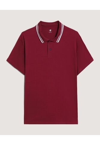 Polo  Para Hombre Cuello Tejido Sin Bolsillo Color Vino Marca Ostu #60110902 Ostu
