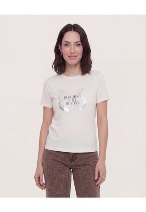 Camiseta  Para Mujer Manga Corta Cuello Redondo Color Blanco Marca Ostu #40092734