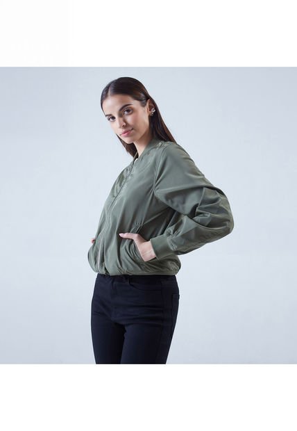 Chaqueta Para Mujer Bomber Color Verde Claro Marca Ostu #40080134