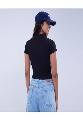 Polo Para Mujer Manga Corta Color Negro Marca Ostu #40110157