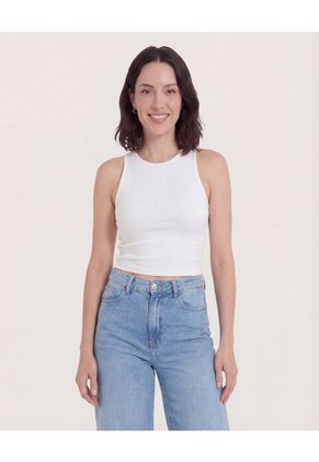 Top  Para Mujer Cuello Redondo Color Crema Marca Ostu #40228213