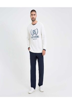 Camiseta Para Hombre Manga Larga Cuello Redondo Color Crema Marca Ostu #60091579