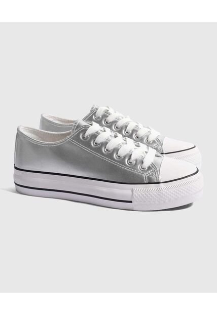 Tenis Para Mujer Canvas Color Plata Marca Ostu #40720158