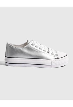 Tenis Para Mujer Canvas Color Plata Marca Ostu #40720158