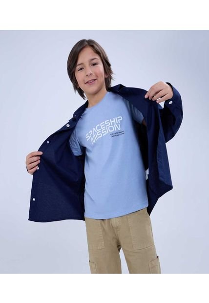 Camisa Para Niño Manga Larga Color Azul Oscuro Marca Ostu #80010052