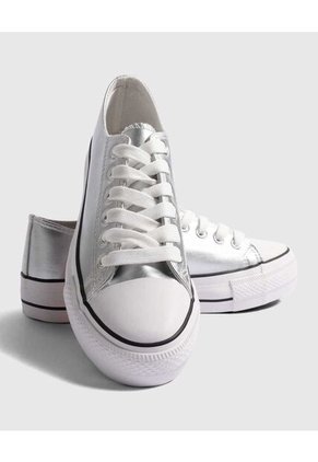 Tenis Para Mujer Canvas Color Plata Marca Ostu #40720158