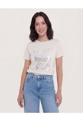 Camiseta  Para Mujer Manga Corta Cuello Redondo Color Blanco Marca Ostu #40092829