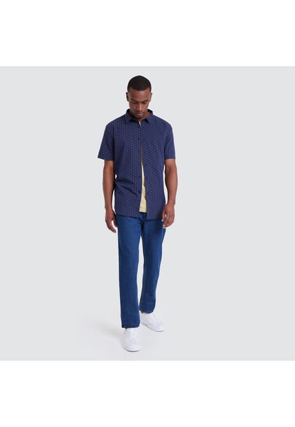 Camisa Para Hombre Manga Corta Sin Bolsillo Color Azul  Marca Ostu #60010506