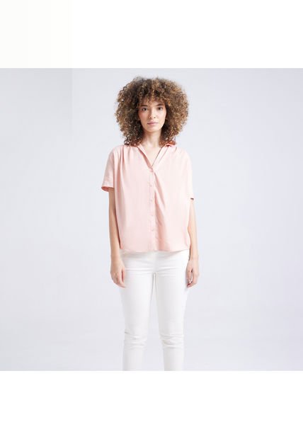 Blusa Para Mujer Manga Corta Color Rosado  Marca Ostu #40120809