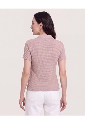 Polo Textura Classic Fit  Para Mujer Café Ostu