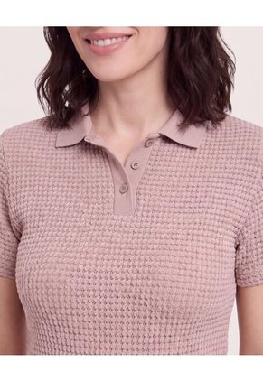 Polo Textura Classic Fit  Para Mujer Café Ostu