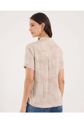 Camisa Para Mujer Manga Corta Color Beige Marca Ostu #40010303
