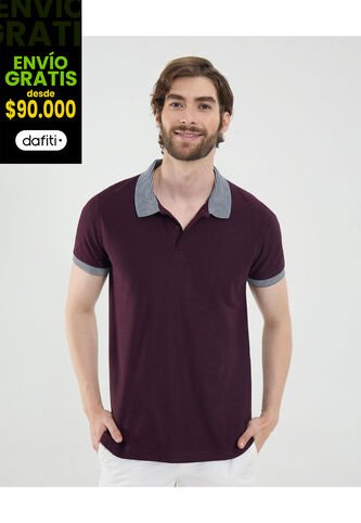 Polo Para Hombre Cuello Tejido Sin Bolsillo Color Morado Marca Ostu #60110807 Ostu