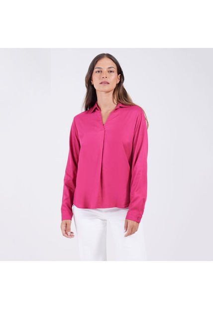 Blusa Para Mujer Manga 3/4 Color Fucsia Marca Ostu #40120806