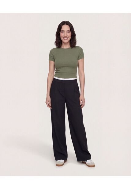 Camiseta  Para Mujer Crop Top Manga Corta Color Verde Marca Ostu #40098218
