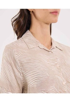 Camisa Para Mujer Manga Corta Color Beige Marca Ostu #40010303