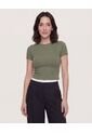 Camiseta  Para Mujer Crop Top Manga Corta Color Verde Marca Ostu #40098218 de Ostu