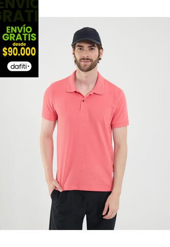 Polo Para Hombre Cuello Tejido Sin Bolsillo Color Coral Marca Ostu #60110781 Ostu
