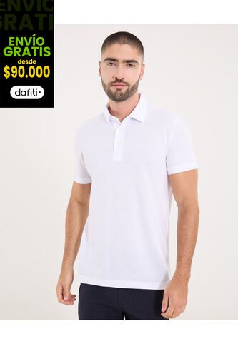 Polo Para Hombre Cuello Maquina Sin Bolsillo Color Blanco Marca Ostu #60110809 Ostu