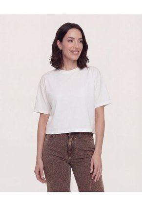 Camiseta  Para Mujer Crop Top Manga Corta Color Crudo Marca Ostu #40098233