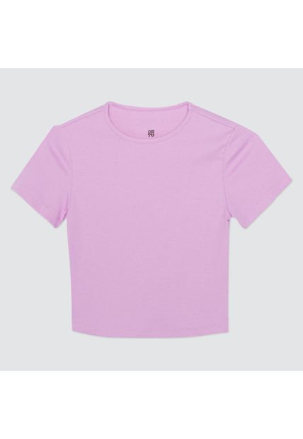 Crop Top Para Mujer Manga Corta Color Lila  Marca Ostu #40091725