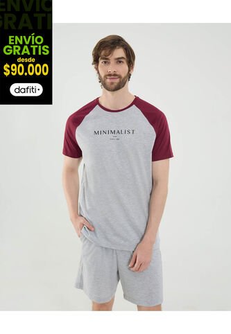 Camiseta Para Hombre Manga Corta Cuello Redondo Color Gris Marca Ostu #60091744 Ostu