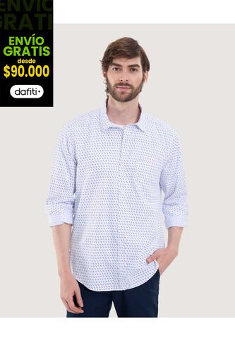 Camisa Para Hombre Manga Larga Con Bolsillo Cuello Casual M Color Blanco Marca Ostu #60010858 Ostu
