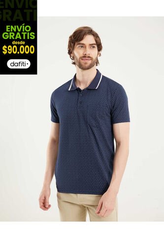 Polo Para Hombre Cuello Tejido Con Bolsillo Color Azul Marca Ostu #60110803 Ostu