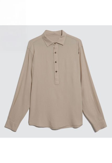 Camisa Para Hombre Manga Larga Sin Bolsillo Color Beige Marca Ostu #60010532