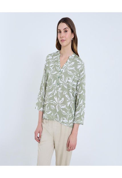 Blusa Para Mujer Manga 3/4 Color Verde Marca Ostu #40121123