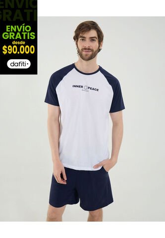 Camiseta Para Hombre Manga Corta Cuello Redondo Color Blanco Marca Ostu #60091744 Ostu