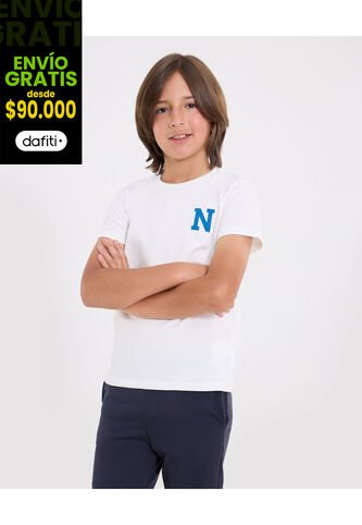 Camiseta Infantil Niño Manga Corta Cuello Redondo Color Crema Marca Ostu #80090275 Ostu