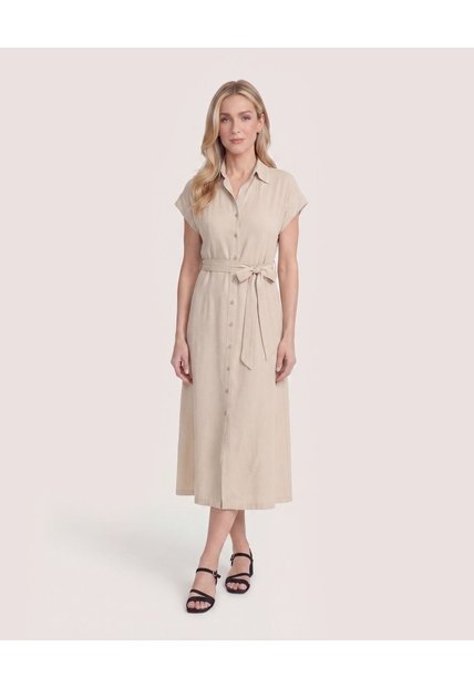 Vestido Camisero Unciolor  Para Mujer Piel Ostu