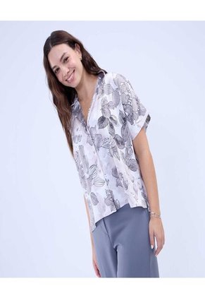 Camisa Para Mujer Manga Corta Color Gris Marca Ostu #40010274
