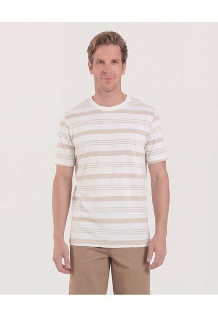 Camiseta  Para Hombre Manga Corta Cuello Redondo Color Arena Marca Ostu #60091811