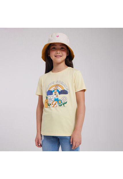 Camiseta Para Niña Manga Corta Color Amarillo  Marca Ostu #90090147