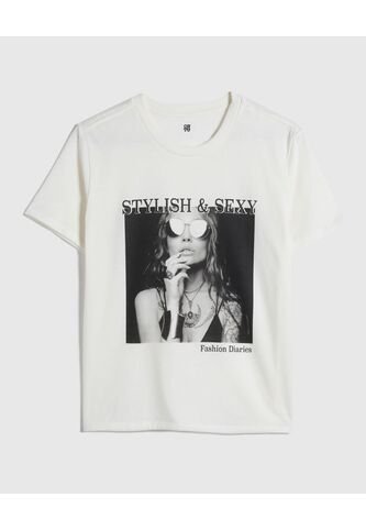 Camiseta Para Mujer Manga Corta Color Blanco Marca Ostu #40092042 Ostu